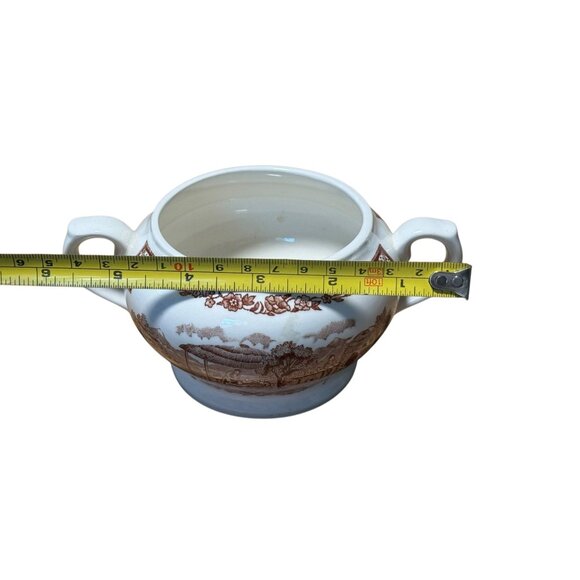 Alfred Meakin Fair Winds Pottery Sugar Bowl With Dual Handles & Scenic Pattern - Picture 9 of 10